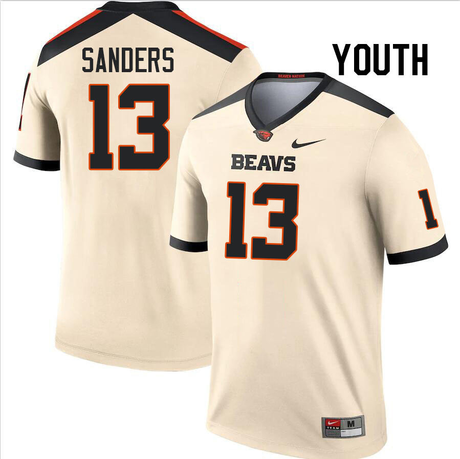 Youth #13 Jake Sanders Oregon State Beavers College Football Jerseys Stitched-Cream